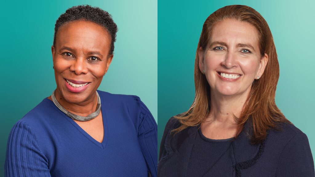 Carladenise Edwards, PhD (left), will serve as chair, and Nicole J. Macarchuk, JD (right), will serve as vice chair on the Heluna Health board of directors for the 2026 fiscal year.